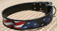 American Pride Leather Dog Collar for Bull Terrier - handcrafted American Pride Leather Dog Collar for Bull Terrier - handcrafted