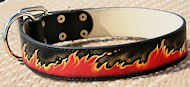 Hand painted Bullterrier leather dog collar-custom dog collar