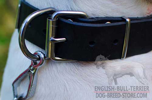 Hand Set Rustless Buckle On Strong Leather Dog Collar 