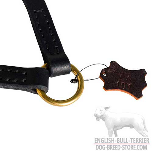 Solid Brass Ring On Leather Dog Coupler for Regular Leash Attachment
