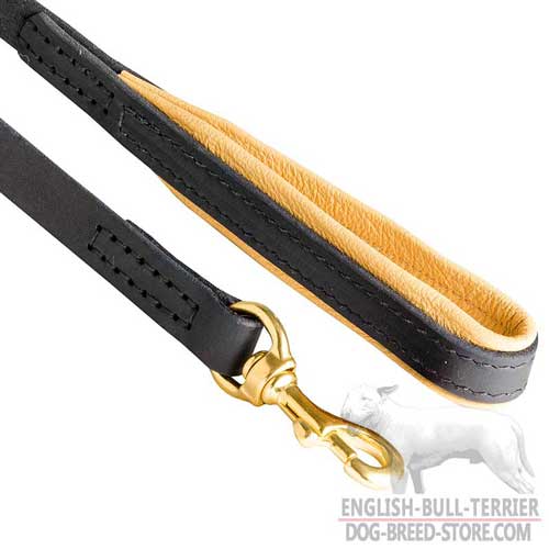 Handle of Training Leather Dog Leash for Bull Terrier