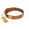 "Perfect Blend" FDT Artisan Tan Leather English Bull Terrier Collar 1 1/2 inch (40 mm) wide