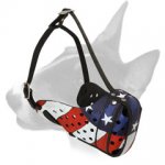 Handpainted Leather Bull Terrier Muzzle with USA Flag
