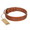 "Star Trek" FDT Artisan Tan Leather English Bull Terrier Collar Decorated with Stars