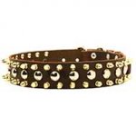 Cool Design Leather Bull Terrier Collar with Spikes and Studs