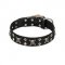 FDT Artisan 'Rock 'n' Roll Style' Leather English Bull Terrier Collar with Skulls, Bones and Studs 1 1/2 inch (40 mm) wide