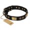 "Ancient Egypt" FDT Artisan Leather English Bull Terrier Collar with Old Bronze Look Decorations