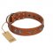 "Splendid Armor" Premium Quality FDT Artisan Tan Designer English Bull Terrier Collar with Shields and Stars