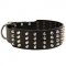 Extra Wide Leather Bull Terrier Collar with Nickel Plated Studs