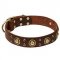 'Space-like' English Bull Terrier Leather Dog Collar with Brass Decor
