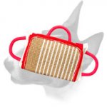 English Bull Terrier Jute Cover ''Biting Jaws'' Pillow