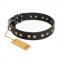 "Jewelry Peas" FDT Artisan Decorated Black Leather English Bull Terrier Collar