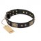 "Jewel Passion" FDT Artisan Fashionable Black Leather English Bull Terrier Collar
