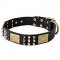 Leather Bull Terrier Collar with Massive Plates, Spikes and Studs