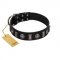 "Silver Spikes" Exclusive FDT Artisan Black Leather English Bull Terrier Collar