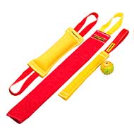 Puppy Training Set of French Linen Bull Terrier Bite Tugs