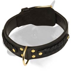 Braided Design Leather Bull Terrier Collar