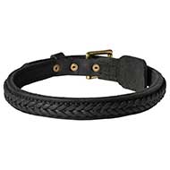 Braided Leather Bull Terrier Collar for Training
