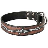 Barbed Wire Painted Leather Bull Terrier Collar