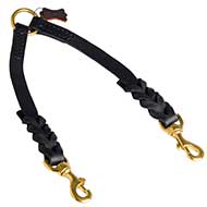 Braided Leather Bull Terrier Coupler for Walking 2 Dogs
