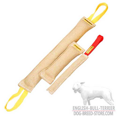 Set of Three Strong Jute Dog Bite Tugs for Bull Terrier Training