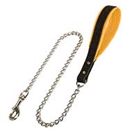 Chain Bull Terrier Leash with Leather Handle