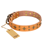 'Top-Flight' FDT Artisan Adorned Tan Leather English Bullterrier Collar