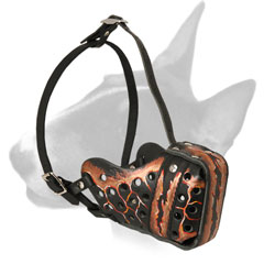 Magma Painted Leather Bull Terrier Muzzle for Training Magma Painted Leather Bull Terrier Muzzle for Training