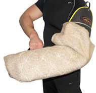 Training Bull Terrier Bite Sleeve with jute cover and handle