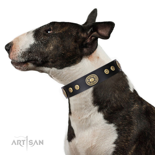 Awesome embellished genuine leather dog collar for comfortable wearing