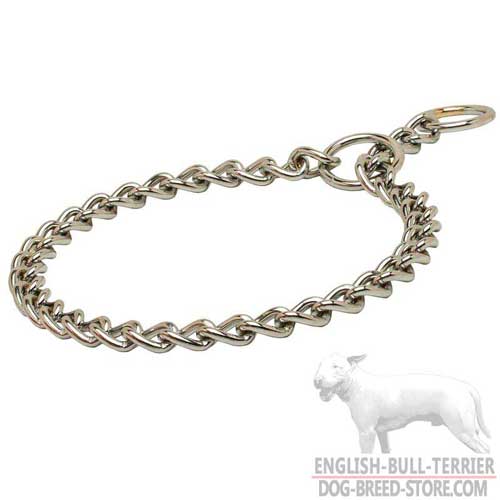 Smooth Chrome Plated Bull Terrier Choke Collar for Behavior Correction 