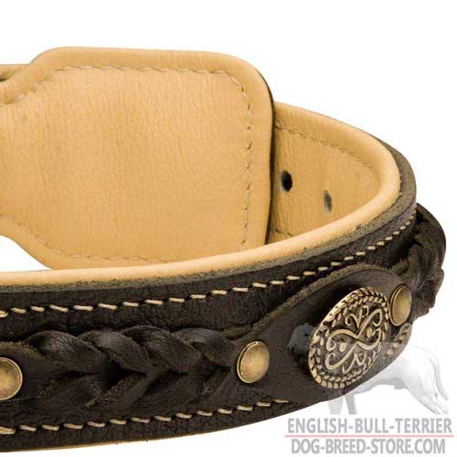 Classy Decorations on Handmade Leather Dog Collar