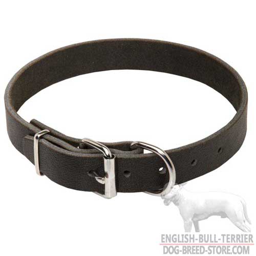 Adjustable Walking Leather Dog Collar With Solid Nickel Buckle