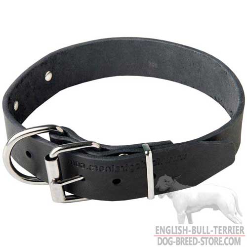 Personalized Leather English Bull Terrier Collar with Durable Nickel Plated Buckle