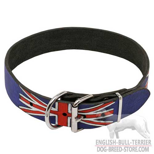 English Bull Terrier Stylish Leather Collar, Painted