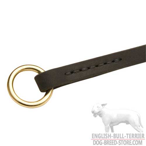 Brass Ring on Stitched Leather Dog Choke Collar