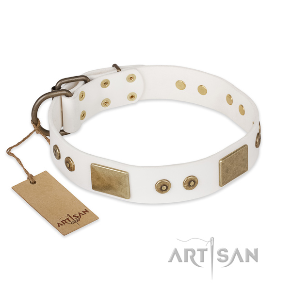 Exceptional natural leather dog collar for handy use