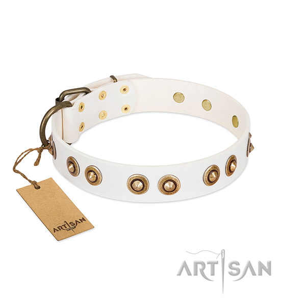 Decorated genuine leather collar for your dog