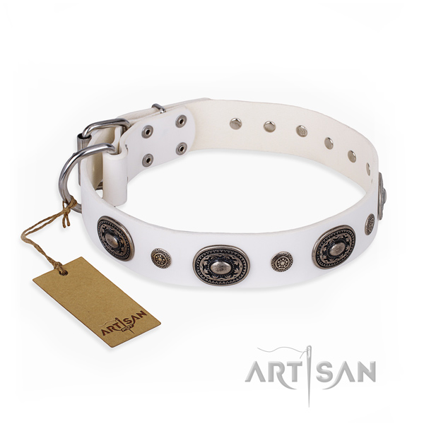 Top notch full grain natural leather collar crafted for your dog