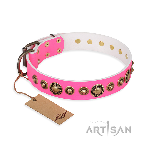 Gentle to touch full grain genuine leather collar crafted for your four-legged friend