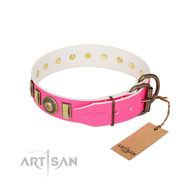 Soft to touch full grain genuine leather dog collar handmade for your pet