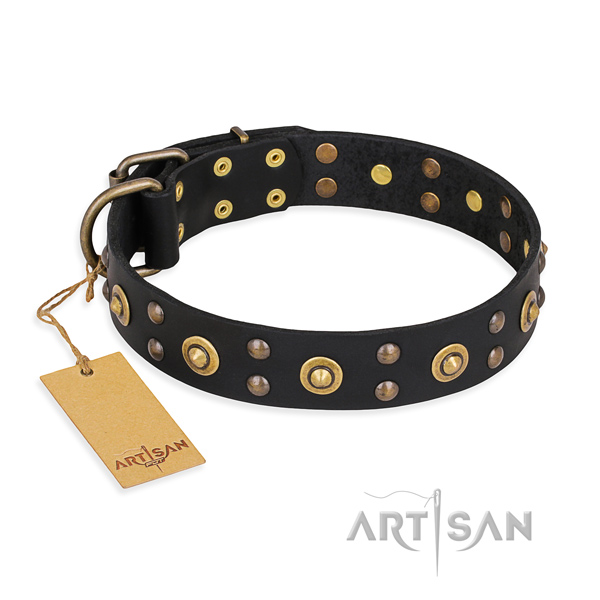 Comfy wearing inimitable dog collar with corrosion proof traditional buckle