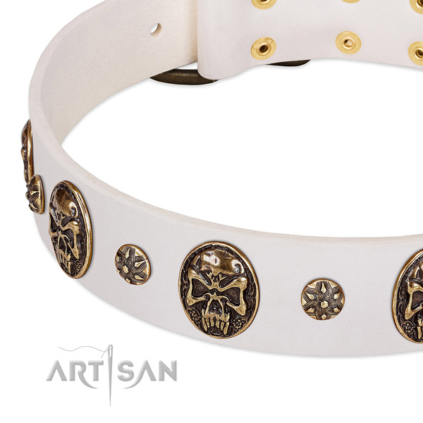 Rust resistant fittings on full grain genuine leather dog collar for your pet
