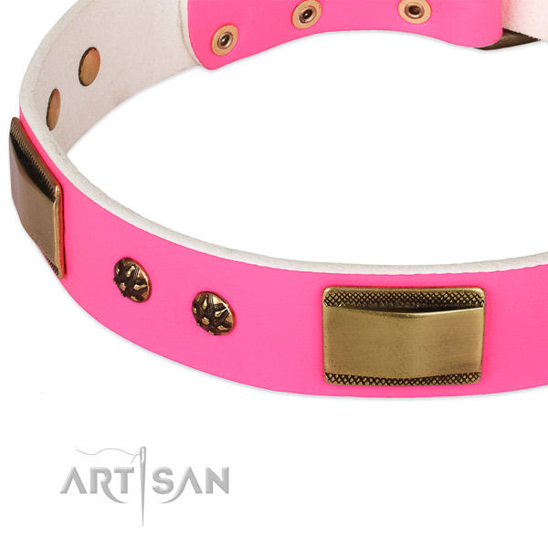 Reliable buckle on full grain genuine leather dog collar for your pet