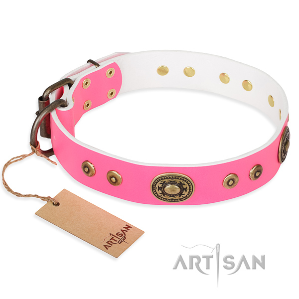 Genuine leather dog collar made of quality material with rust-proof traditional buckle