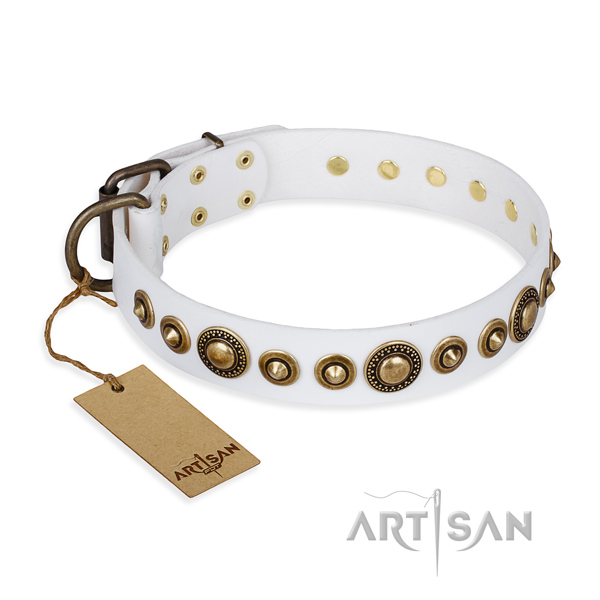 High quality natural genuine leather collar crafted for your four-legged friend