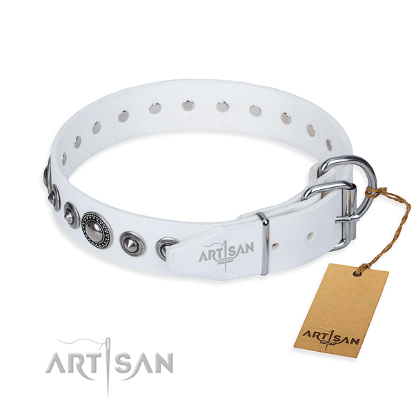 Leather dog collar made of top rate material with corrosion proof decorations