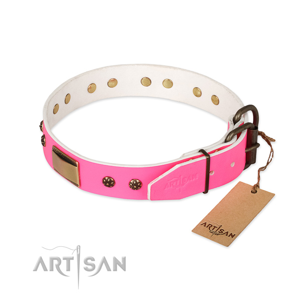 Rust resistant fittings on full grain genuine leather dog collar for your pet