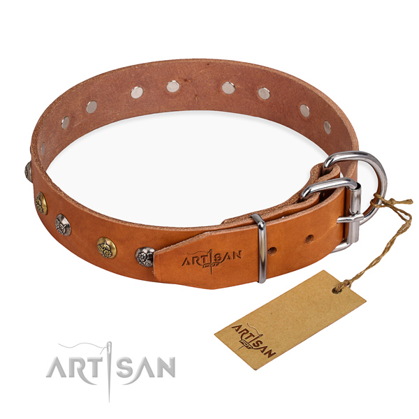 Full grain leather dog collar with exquisite strong studs