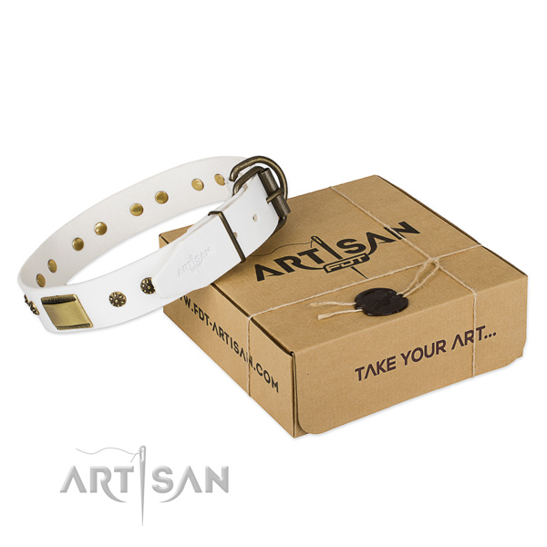 Stylish design natural genuine leather collar for your lovely dog